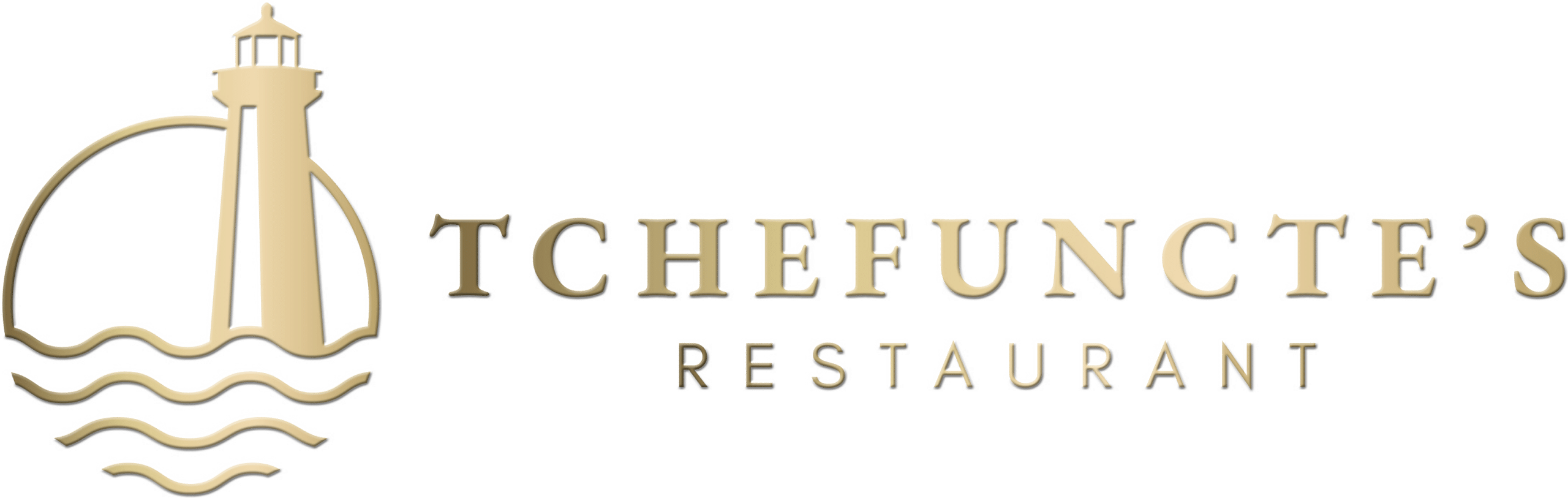 Tchefunctes LogoHORIZ GOLD BEVEL - Fine dining in Madisonville